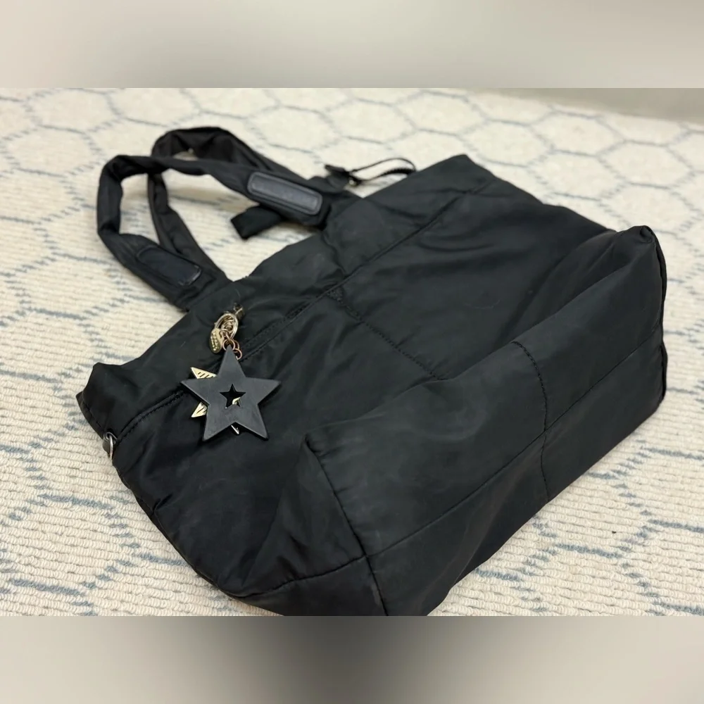 SEE BY CHLOE Y2K Black Nylon Joy Rider Tote Shoulder Bag W/ Signature Bag Charms
